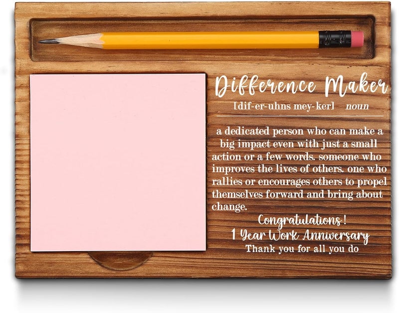 akeke 1st Work Anniversary Sticky Note Holder, Thank You Appreciation 1 Year Work Anniversary Decor Gifts for Coworker, Employee, Him, Her, Happy 1st Work Anniversary Self-Stick Note Pad Holders GAA48 - Image 1